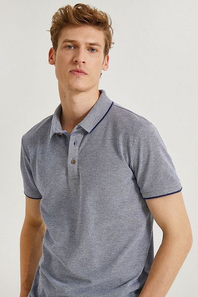 Koton Ανδρικό μπλουζάκι Indigo Polo με λαιμόκοψη 1YAM12000LK