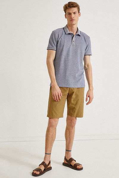 Koton Ανδρικό μπλουζάκι Indigo Polo με λαιμόκοψη 1YAM12000LK