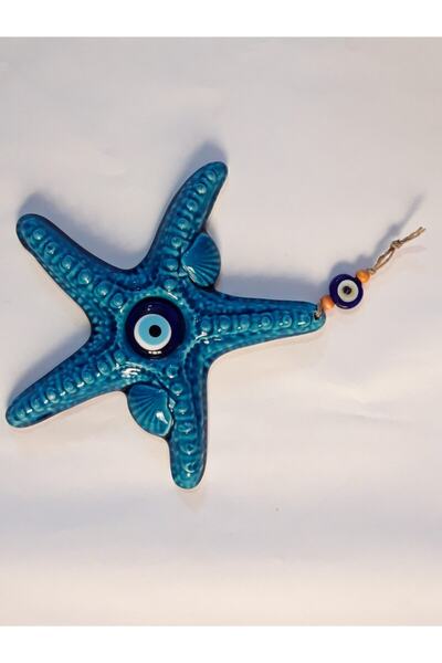 NETİCE ÖYLEK زخرفة سيراميك كبيرة الحجم على شكل نجم البحر مع خرز عين الشر