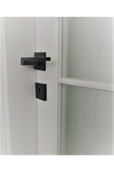 Sofuoğlu Iyem Lux Anka Matte Black Door Handle (WC-Bathroom) with Square Rosette