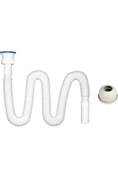 Genel Markalar Beyaz Uzun Körüklü Lavabo Sifonu 1500 mm+ adaptör Conta