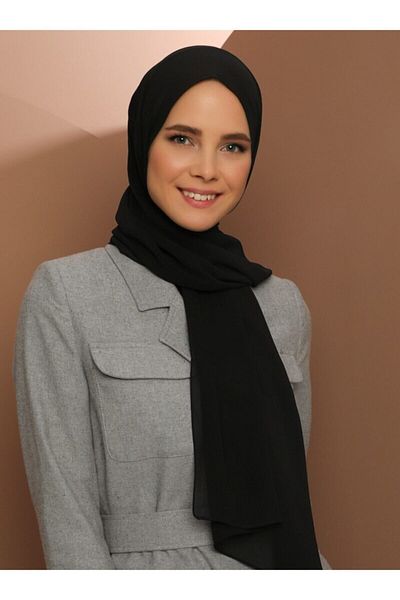 Tuva Şal Chiffon Shawl - Black -