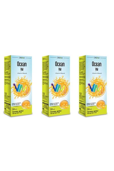 Ocean Orzax Vm Vitamin Mineral 150 ml Orange Syrup 3 Pack