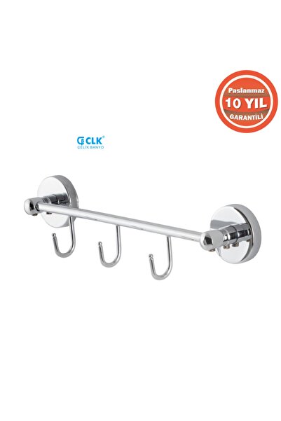 ÇELİK BANYO Paslanmaz Pirinç Karaca 3'lü Askılık(10 Yıl Grantili)
