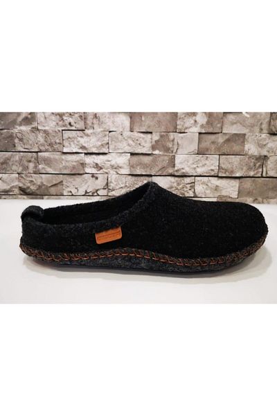 GEZER Men's Black Wool Felt Very Light Non-Slip Silent Sole Soft Winter House Slippers