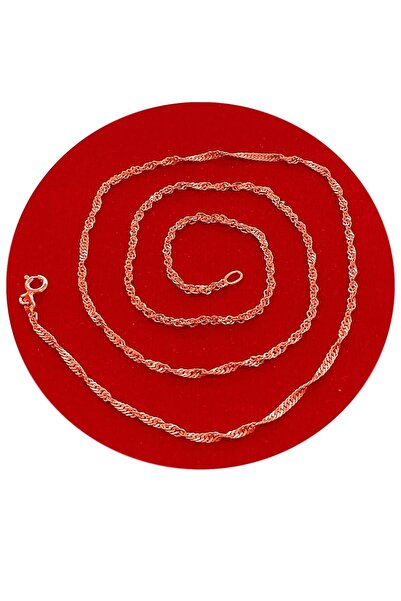 Aykat Rose Burgu Model Singapur Gümüş Zincir 50 Cm Kolye Zinciri 925 Ayar Güm...