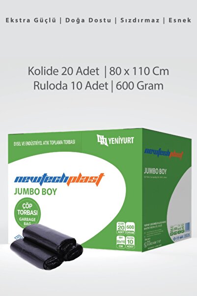 Newtechplast Jumbo Boy 80x110 Cm 600 Gr.çöp Poşeti - Torbası(koli)