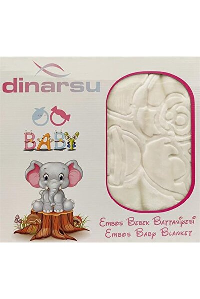 Dinarsu Embos Kabartmalı 100 X 120cm Ebatlarında Krem Bebek Battaniyesi