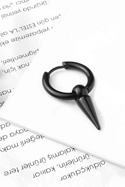 The Collection Unisex Black Spearhead Steel Earrings