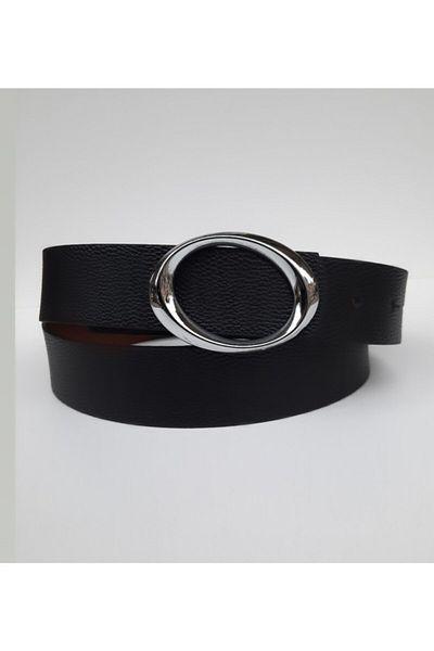 Kemerix Women's Black Oval Buckle Belt
