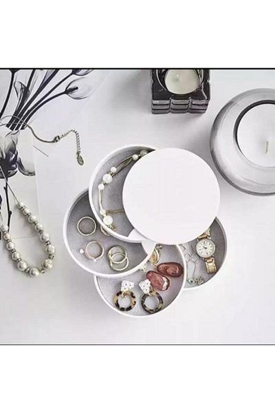 Yıldızhome Four Compartment Stylish Designed Jewelry Makeup Accessory Necklace Ring Button Box