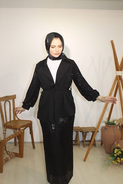 GARNİ Women's Jacket with Sequined Sleeves