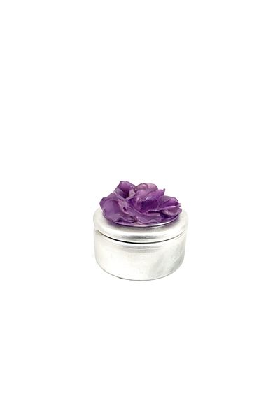 By Ari Ev Dekorasyon Silver Box with Purple Flowers-ku108-4