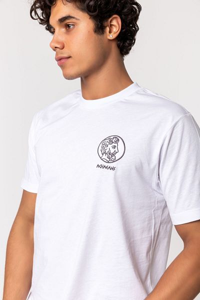 Nur Aka by Nurteks Achaeans Embroidered White 100% Cotton Oversize Large Size T-shirt