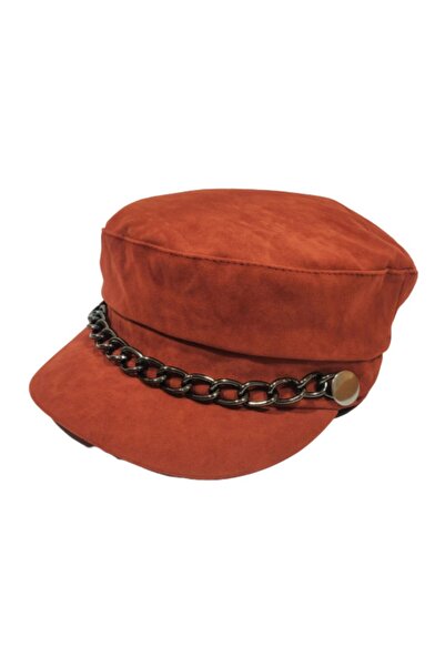 AXE SPORTSWEAR Kadın Tarçın Renk Kışlık Süet Denizci Tipi Zincir Detaylı Kask...