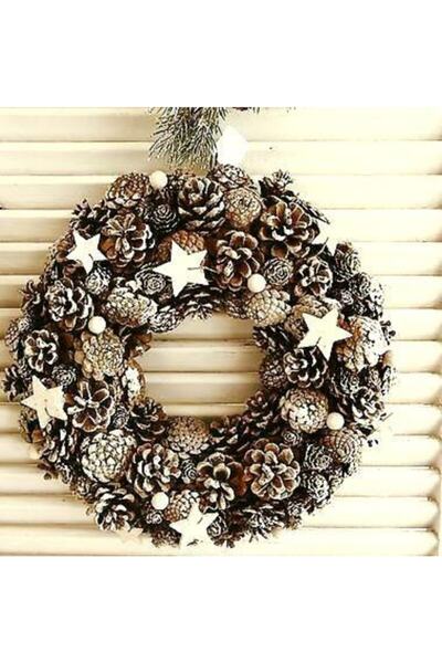 Genel Markalar Yıldızlı Yılbaşı Kozalak Kapı Çelengi