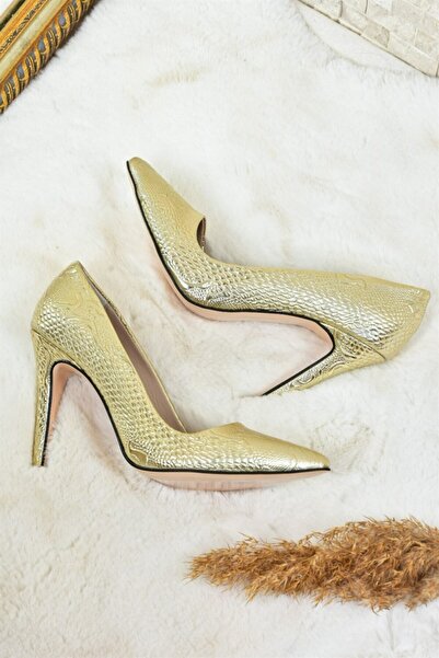 Fox Shoes Altın Baskı Kadın Ince Topuklu Stiletto L253971524