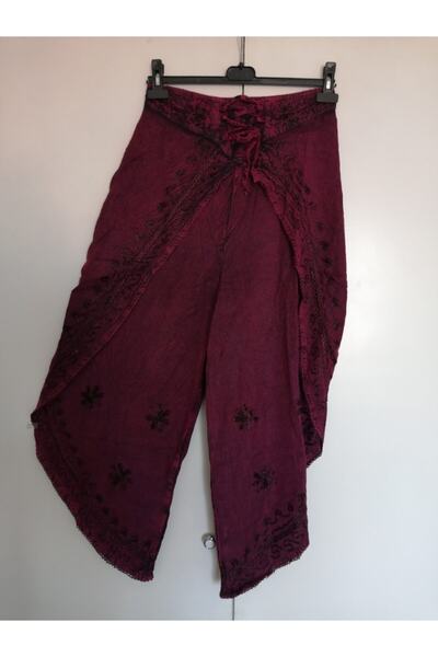 Butik Tülin Otantik Viskoz Taşlama Fuşya Şalvar Pantolon