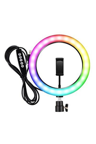 SOMIC Rgb Renkli Işıklı Tripod Ring Light Led 8 Inch Youtuber Kuaför Işığı Işık Ayaklı Tripot Mj20