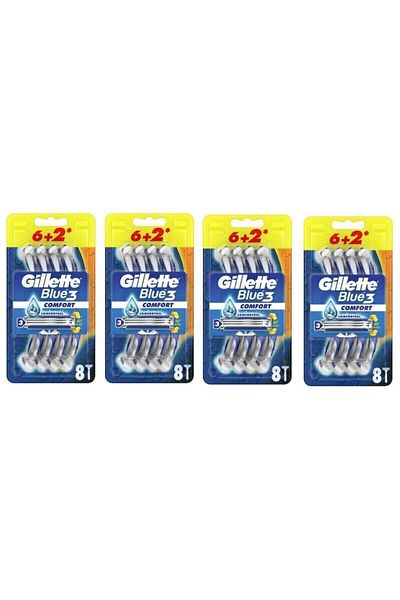 Gillette Blue3 Comfort Disposable Shaving Blades 8 x 4 Pack