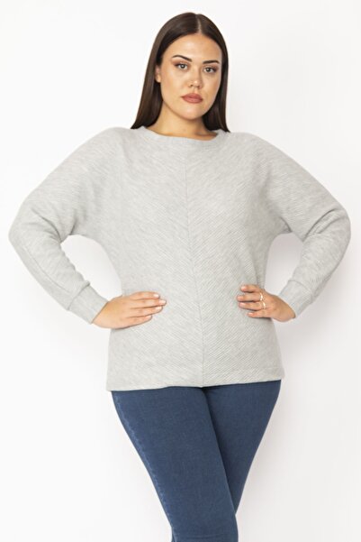 Şans Plus Size Sweatshirt - Gray - Relaxed fit