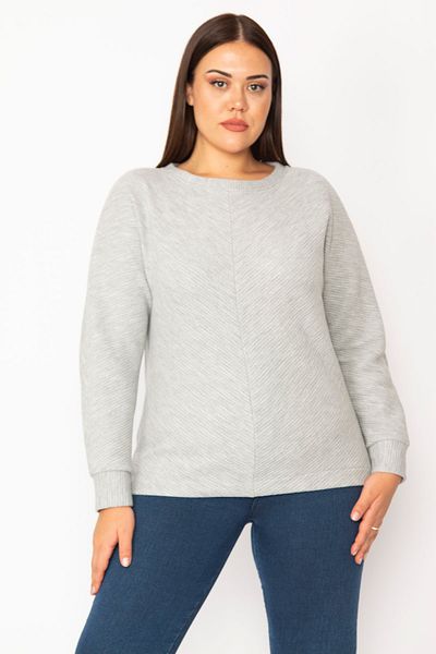 Şans Plus Size Sweatshirt - Gray - Relaxed fit