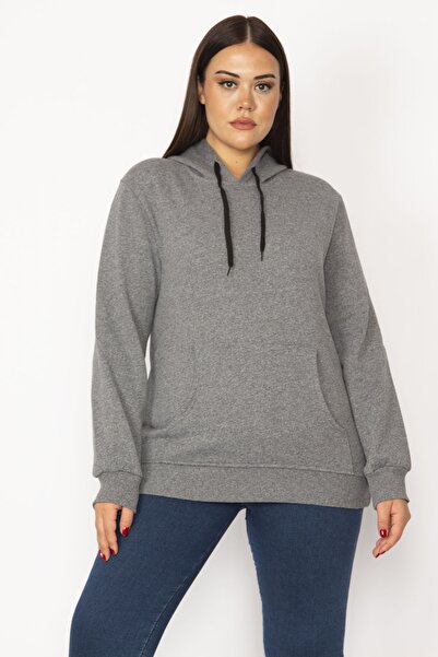 Şans Plus Size Sweatshirt - Gray - Relaxed