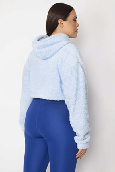 Şans Жіночий великий розмір синій худі з капюшоном 65n29622