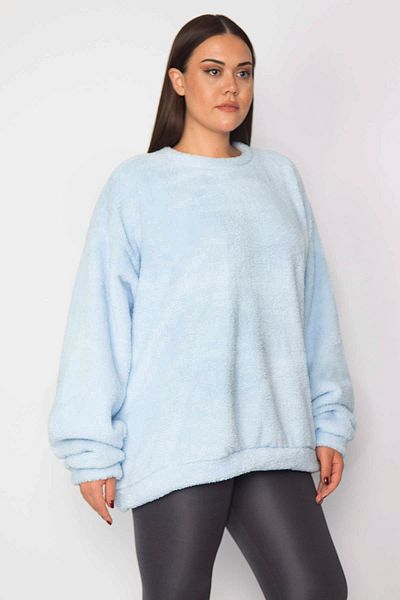 Şans Plus Size Sweatshirt - Blue - Regular fit