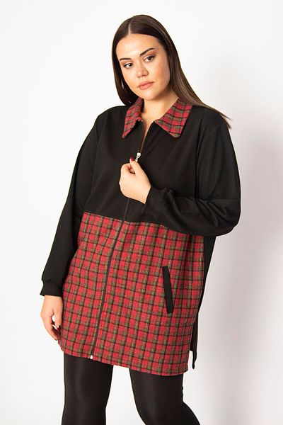 Şans Plus Size Jacket - Burgundy - Regular fit