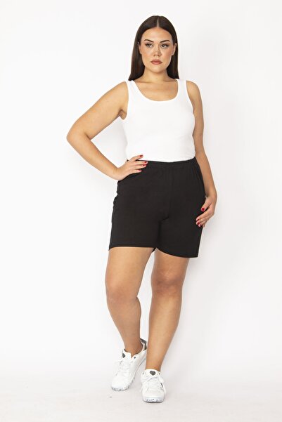 Şans Plus Size Shorts & Bermuda - Black - Normal Waist