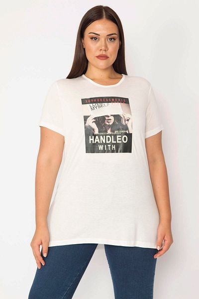 Şans Plus Size Blouse - White - Relaxed fit