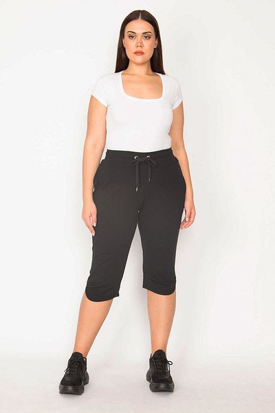 Şans Plus Size Shorts & Bermuda - Black - High Waist