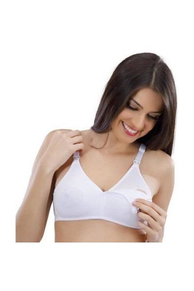 Liza Sutien pentru alăptare din bumbac pieptănat Sutien Maternitate Alb