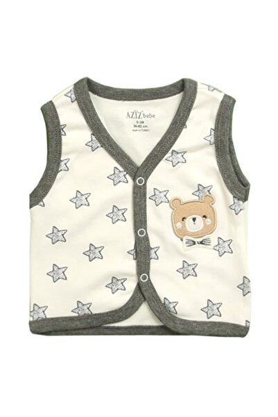 Aziz Bebe Men's Teddy Bear Patterned Snap Cotton Vest