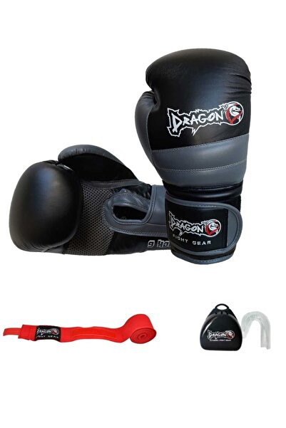 Dragondo 3 Lü Set Attack 6 Boks Eldiveni Boks Kick Boks Muay Thai Boks Eldiveni Siyah 12 Oz