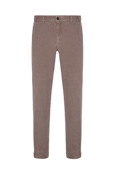 Hiltl Rugged Mille Rige Coton Elastane Beige Velvet Texture Victor Chino Regular Fit Trousers