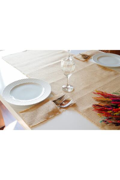 Viemso مفرش جوت مع شرابات، طقم مكون من 8 ملاعق