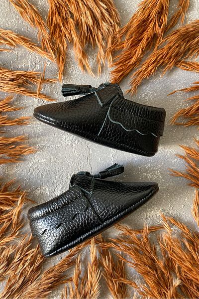Li Puna - Bony Black Genuine Leather First Step Shoes - Bony-15