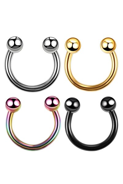Jaida Moda Unisex Cerrahi Çelik 4 Renk Top Uçlu Septum Piercing
