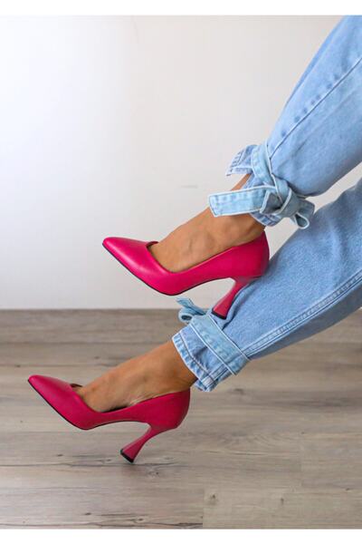 Ayakkabı Podyumum "stiletto" Fuşya - Orta Boy Kadeh Topuk, V Ağız Parmak Deko...