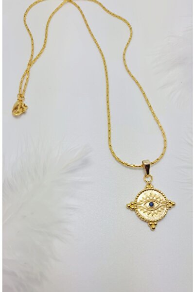WONDER TOUCH 24k Altın Kaplama Lacivert Gözlü Kolye,mısır Tarzı Kolye,45cm Zi...