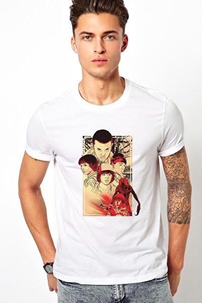 QIVI Stranger Things Eleven Dustin Demogorgon Ανδρικό Πλεκτό Μπλουζάκι με Στά...