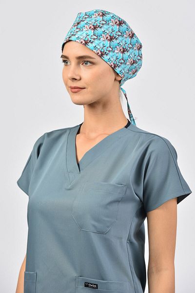 Owlet Medikal Spring Flower Turquoise Surgical Bonnet
