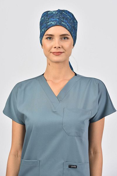 Owlet Medikal Navy Blue Surgical Cap with Fish Pattern