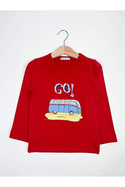 Mavipink Κόκκινο μακρυμάνικο μπλουζάκι για αγόρι Minivan με σχέδιο