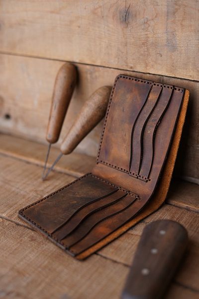 New Coast Leather 1900's Мъжки портфейл от естествена кожа, ръчна изработка