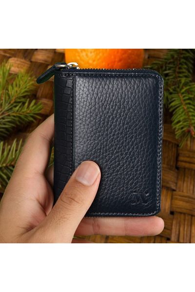 My Valice Unisex Genuine Leather Wallet And Card Holder 1810 Navy Blue