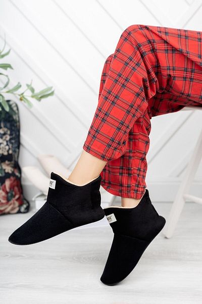 HUME Γυναικείες-ανδρικές Unisex Μαύρες Παντόφλες Home Boots Λούτρινα παπούτσια για το σπίτι