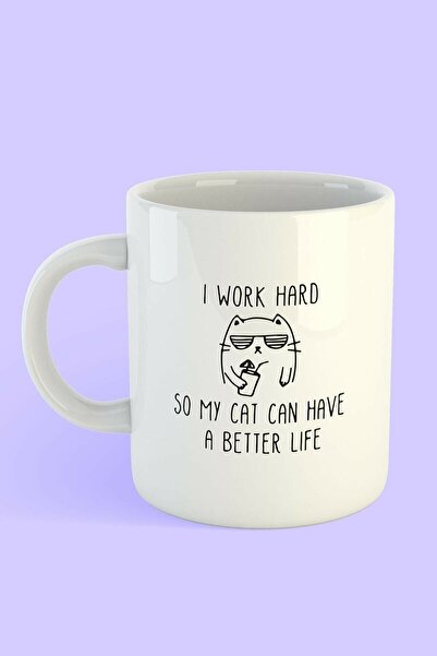 karikatürstore I Work Hard Printed Tea Coffee White Mug Cup Mug